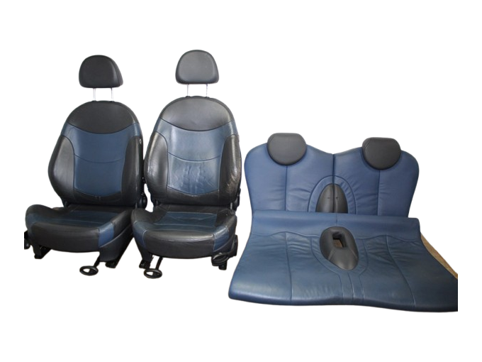 Full leather seats in Gravity Blue with heated seats for the MINI R50/R53