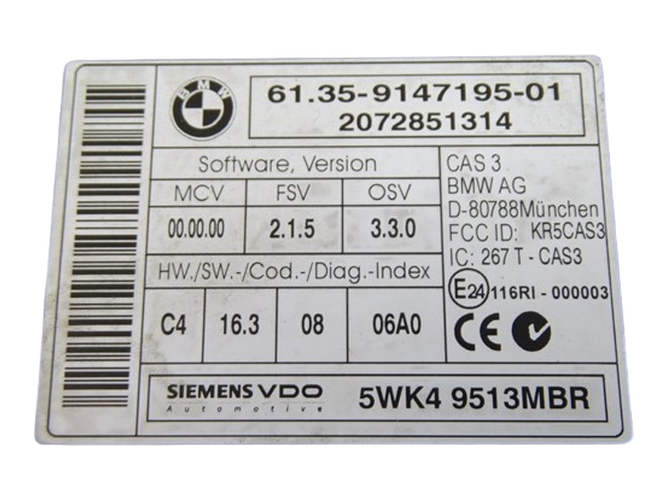 CAS Siemens 9147195 MINI R55-R61 control unit - Image 2