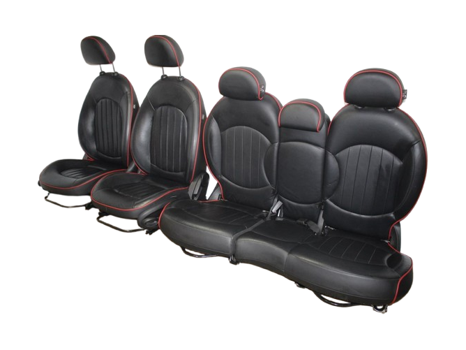 Countryman R60 Seats – Full Leather with Red Piping - Image 2