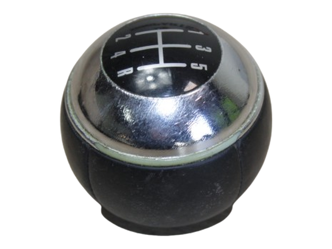 Versnellingspookknop, leer, chroom, zwart, 5 versnellingen, 7542279, MINI R50 R52 - Afbeelding 2