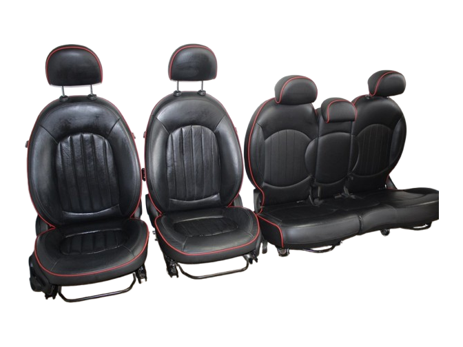 Countryman R60 Seats – Full Leather with Red Piping